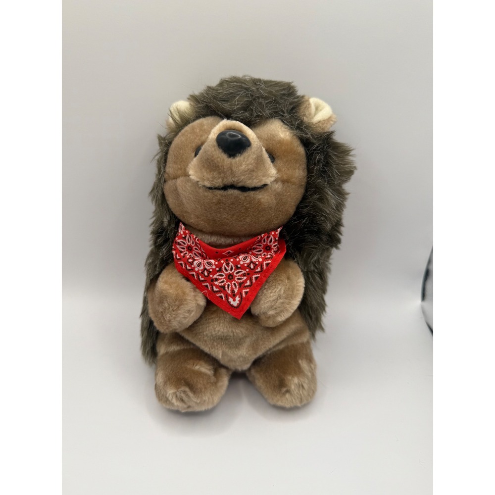 Vintage Avon‎ Herbert the Hedgehog Plush Hand Puppet Brown Red Bandana with Box